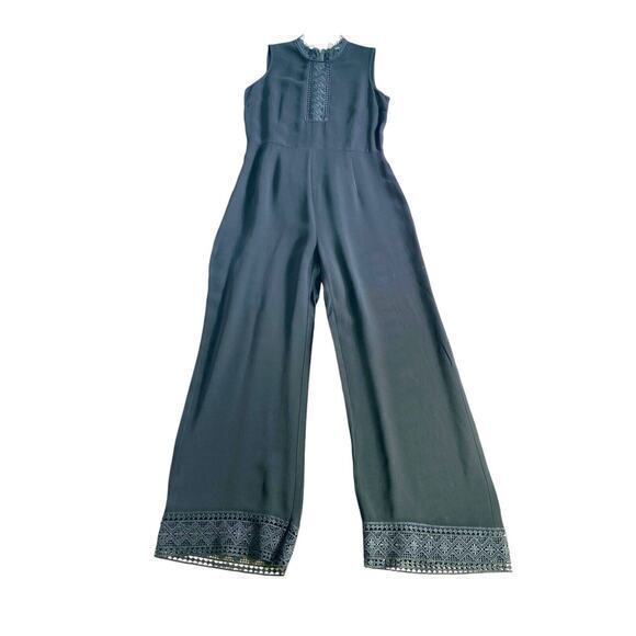 Yyigal Yigal Azrouel Black Pants Romper Jumpsuit Lace Wide‎ Legs Sleeveless Sz 2 - Picture 9 of 16
